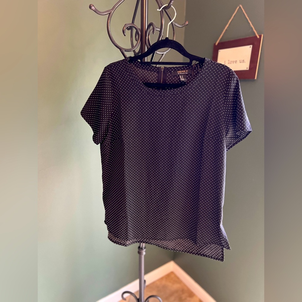 Black Blouse with White Polka Dots